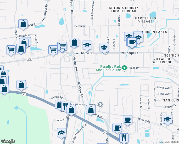 map of restaurants, bars, coffee shops, grocery stores, and more near 2910 Regent Drive in Tallahassee