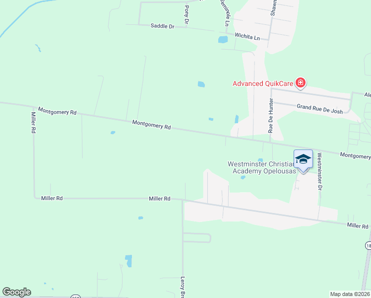 map of restaurants, bars, coffee shops, grocery stores, and more near 1238 Montgomery Road in Opelousas