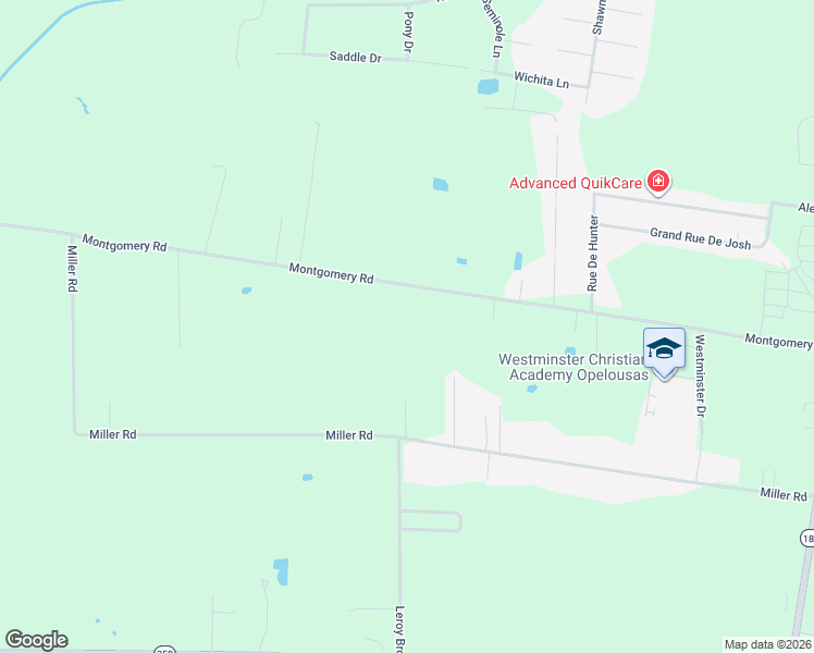 map of restaurants, bars, coffee shops, grocery stores, and more near 1238 Montgomery Road in Opelousas