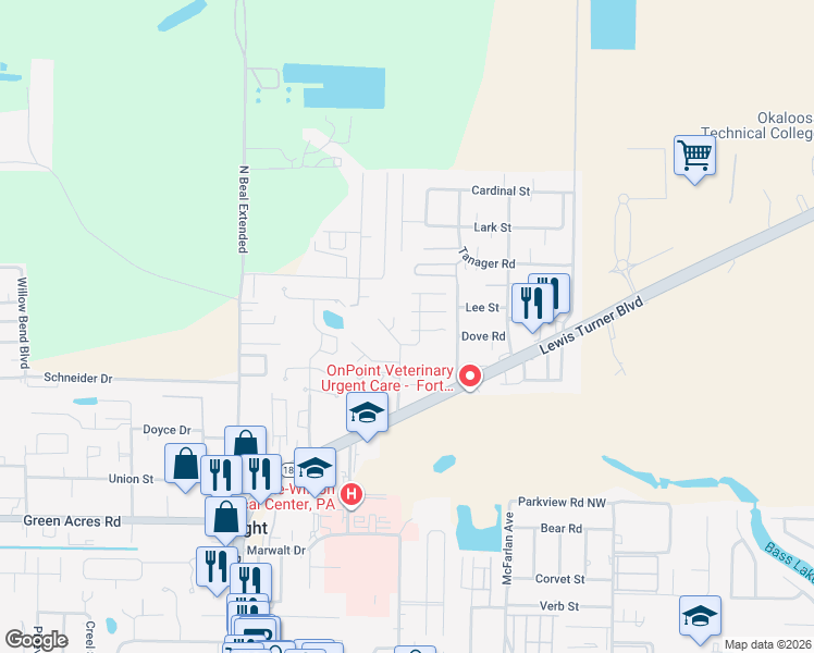 map of restaurants, bars, coffee shops, grocery stores, and more near 1951 Procteridge Court in Fort Walton Beach