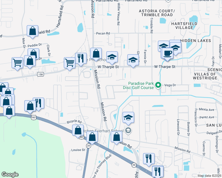 map of restaurants, bars, coffee shops, grocery stores, and more near 1509 Viscount Avenue in Tallahassee