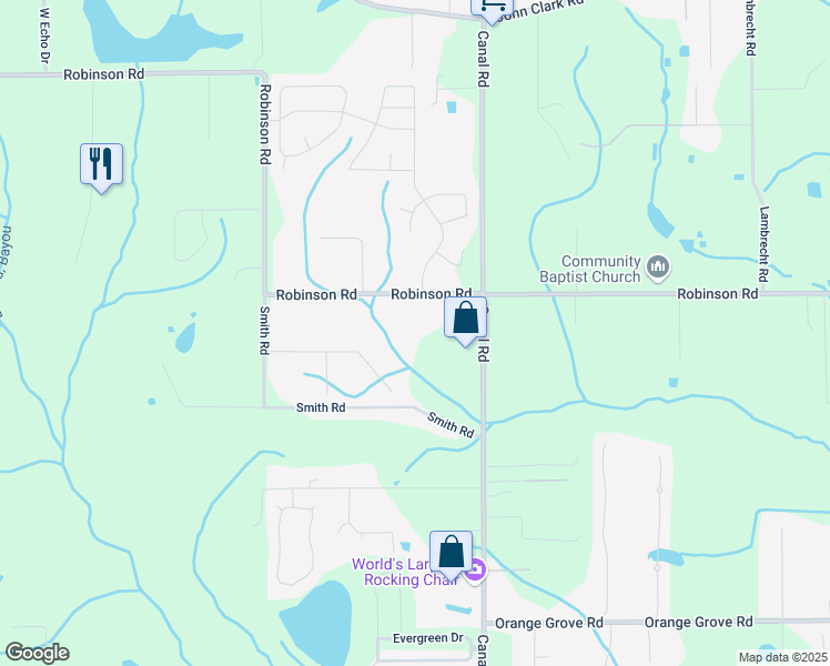 map of restaurants, bars, coffee shops, grocery stores, and more near 12191 Canal Road in Gulfport