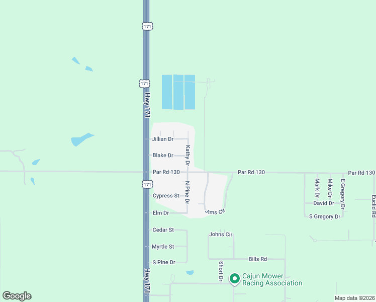map of restaurants, bars, coffee shops, grocery stores, and more near Kathy Drive in Beauregard Parish
