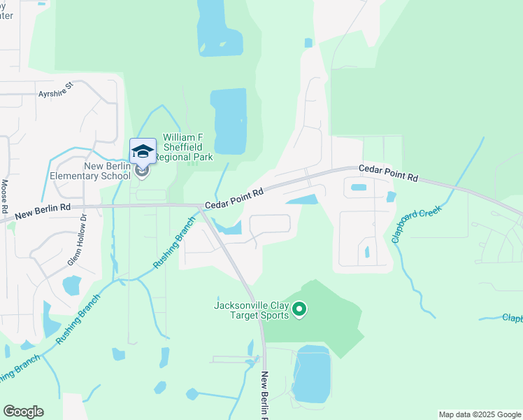 map of restaurants, bars, coffee shops, grocery stores, and more near 4038 Ringneck Drive in Jacksonville