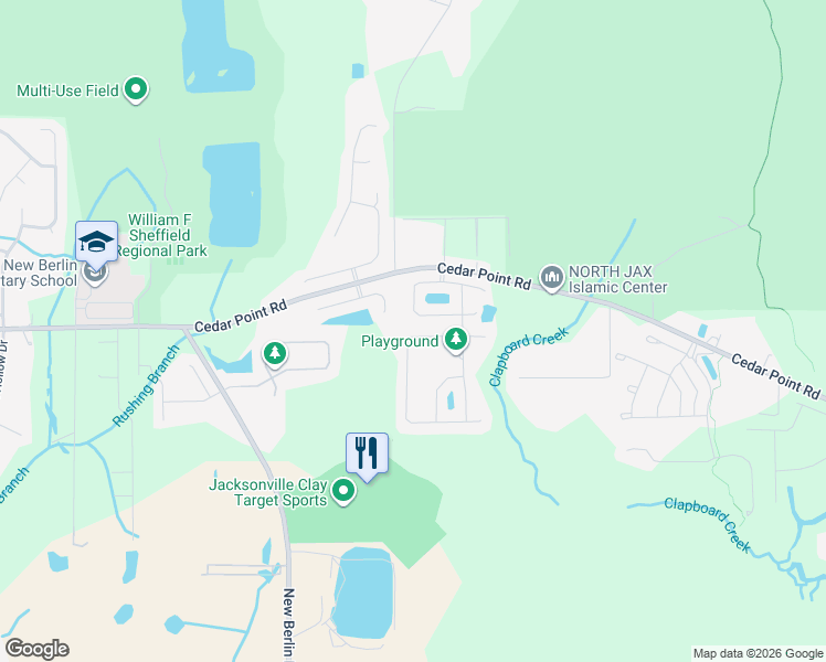 map of restaurants, bars, coffee shops, grocery stores, and more near 4043 Emilio Lane in Jacksonville