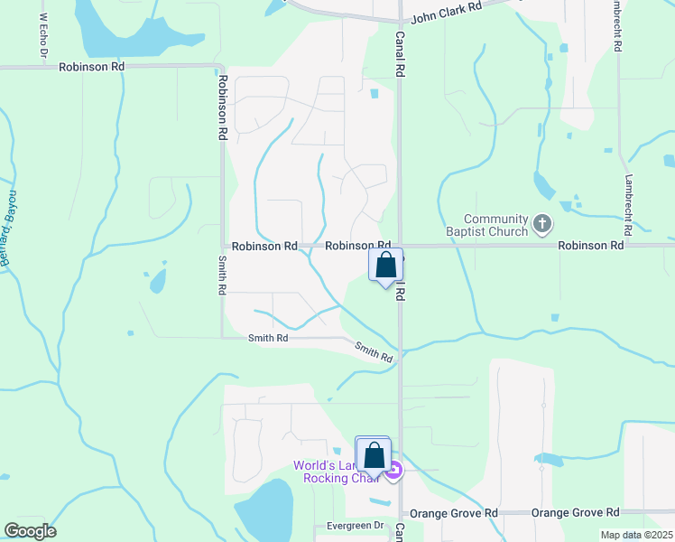 map of restaurants, bars, coffee shops, grocery stores, and more near 18059 Robinson Road in Gulfport