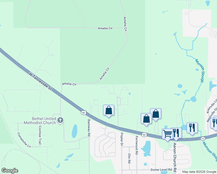 map of restaurants, bars, coffee shops, grocery stores, and more near 104 Horseman Association Rd in Tallahassee