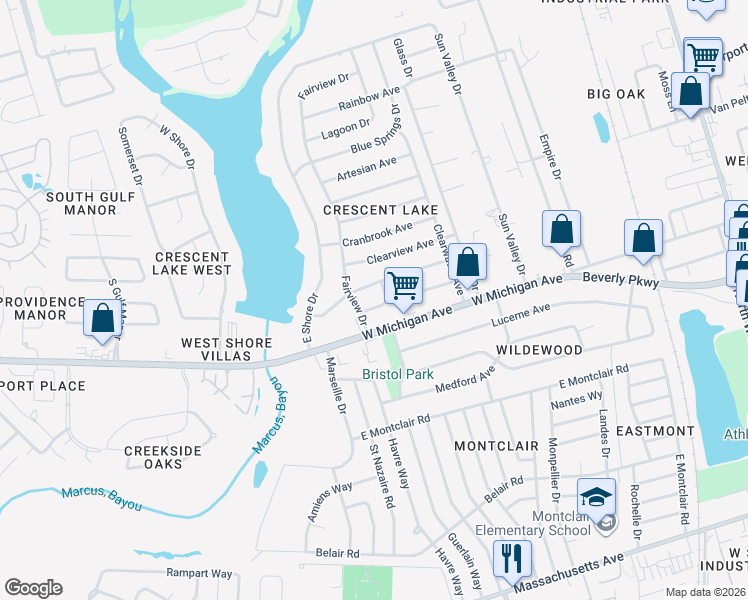 map of restaurants, bars, coffee shops, grocery stores, and more near 927 Lake Terrace Avenue in Pensacola