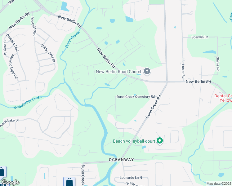 map of restaurants, bars, coffee shops, grocery stores, and more near 2048 Dunn Creek Cemetery Road in Jacksonville