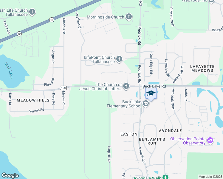 map of restaurants, bars, coffee shops, grocery stores, and more near 5292 County Road 158 in Tallahassee