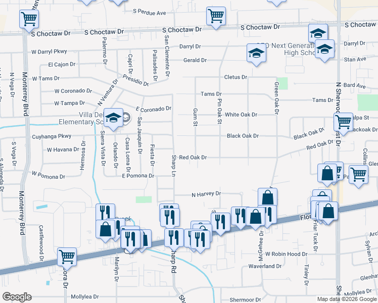 map of restaurants, bars, coffee shops, grocery stores, and more near 10148 Black Oak Drive in Baton Rouge