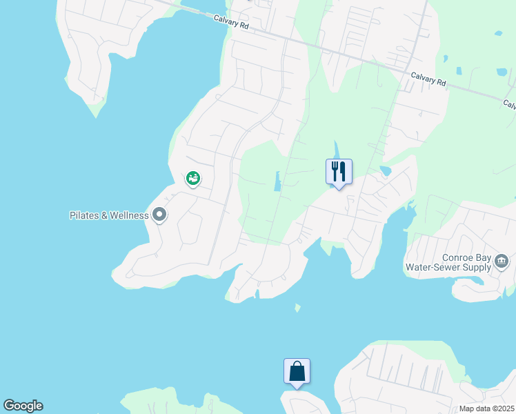 map of restaurants, bars, coffee shops, grocery stores, and more near 15148 Paradise Point Drive in Willis