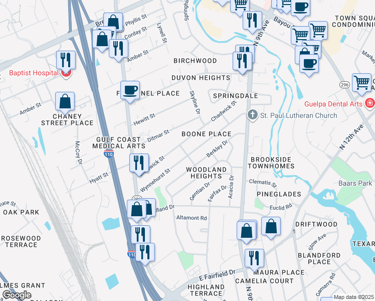 map of restaurants, bars, coffee shops, grocery stores, and more near 4300 Kenneth Street in Pensacola