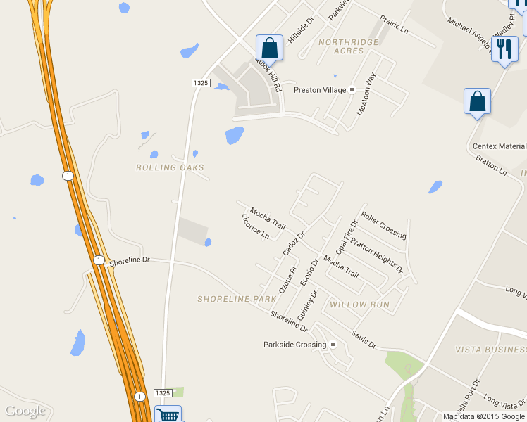 map of restaurants, bars, coffee shops, grocery stores, and more near 4104 Mocha Trail in Austin