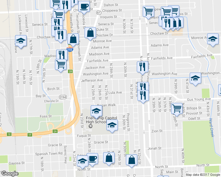 map of restaurants, bars, coffee shops, grocery stores, and more near 1635 North 28th Street in Baton Rouge