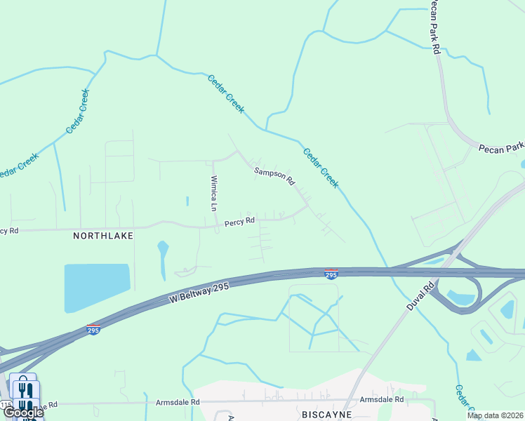 map of restaurants, bars, coffee shops, grocery stores, and more near 2699 Percy Road in Jacksonville