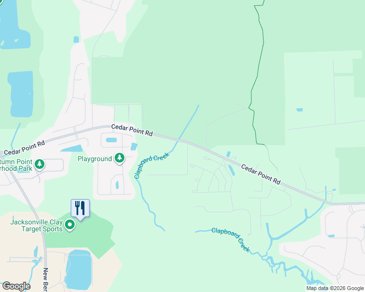 map of restaurants, bars, coffee shops, grocery stores, and more near 4499 Cedar Point Road in Jacksonville