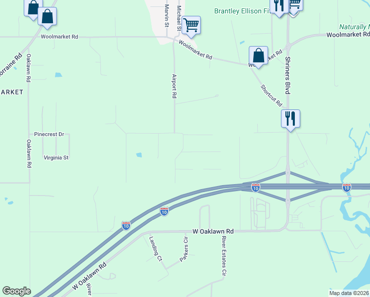 map of restaurants, bars, coffee shops, grocery stores, and more near 8368 Road 533 in Biloxi
