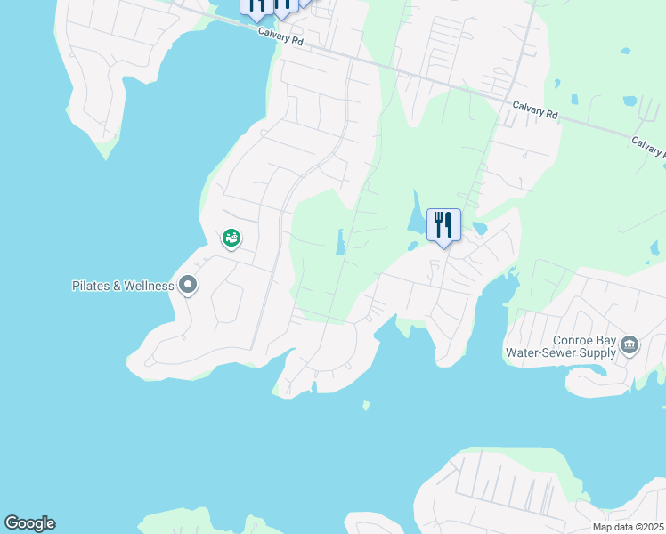 map of restaurants, bars, coffee shops, grocery stores, and more near 15148 Paradise Point Drive in Willis