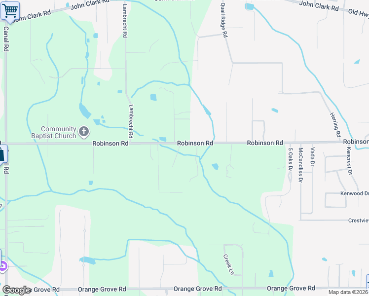 map of restaurants, bars, coffee shops, grocery stores, and more near 17001-17039 Robinson Road in Gulfport
