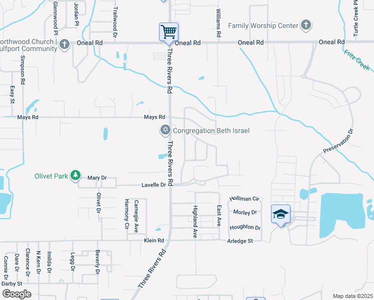 map of restaurants, bars, coffee shops, grocery stores, and more near 12238 Breezeway Circle in Gulfport