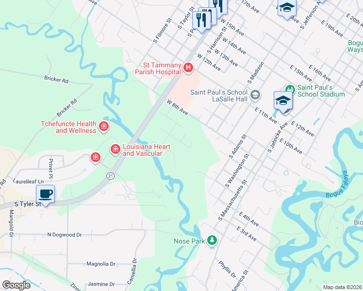 map of restaurants, bars, coffee shops, grocery stores, and more near 323 West 6th Avenue in Covington