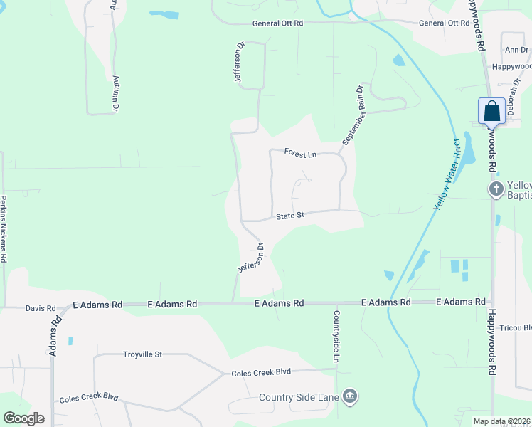 map of restaurants, bars, coffee shops, grocery stores, and more near 42544 Forest Lane in Hammond