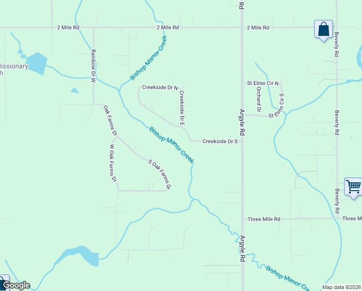 map of restaurants, bars, coffee shops, grocery stores, and more near 9403 Creekside Drive South in Irvington