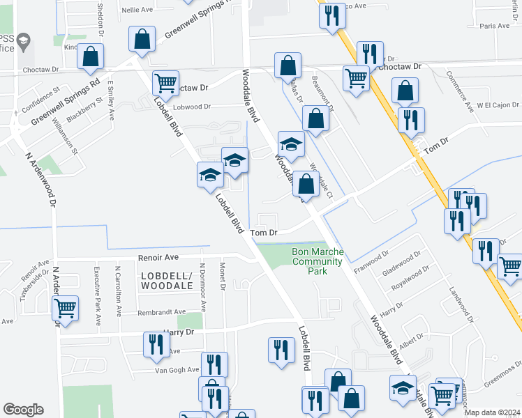 map of restaurants, bars, coffee shops, grocery stores, and more near 7290 Exchange Place in Baton Rouge