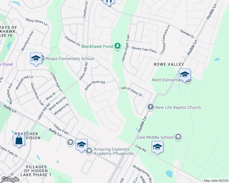 map of restaurants, bars, coffee shops, grocery stores, and more near 19612 Abigail Way in Pflugerville