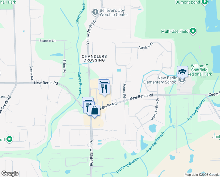 map of restaurants, bars, coffee shops, grocery stores, and more near 12556 White Cedar Trail in Jacksonville