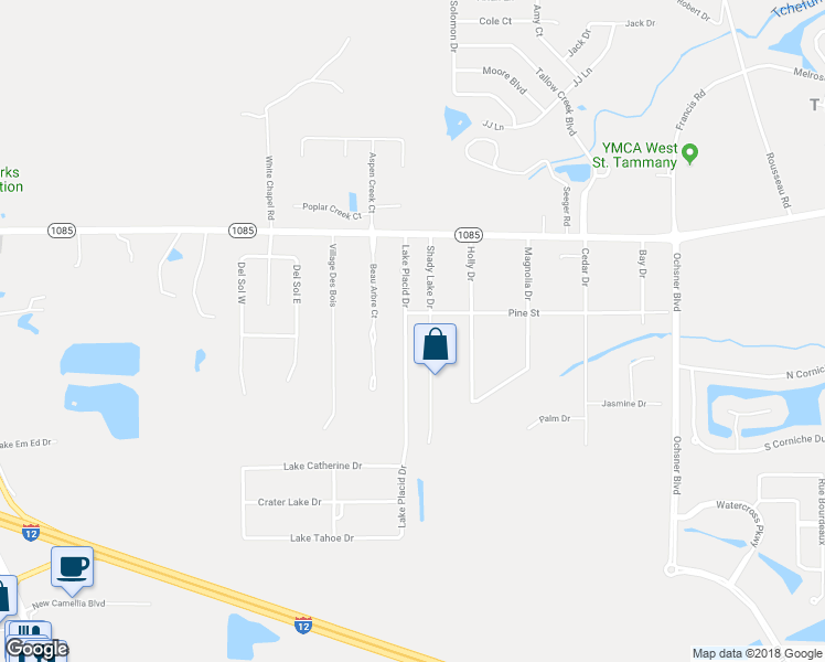 map of restaurants, bars, coffee shops, grocery stores, and more near 71144 Lake Placid Drive in Covington