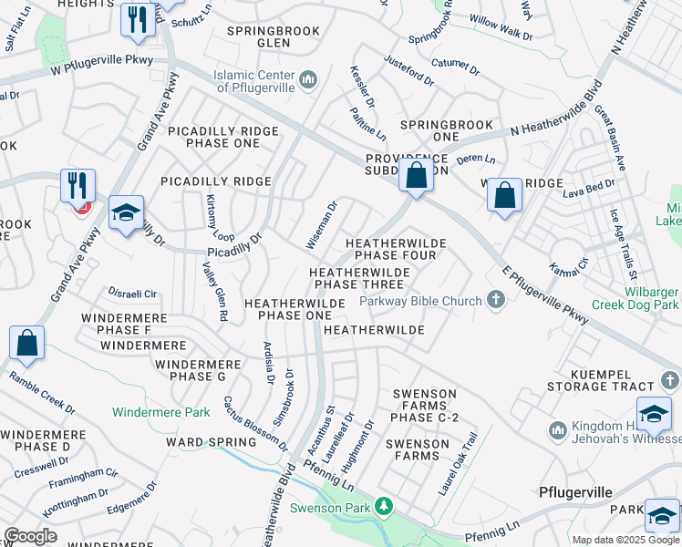 map of restaurants, bars, coffee shops, grocery stores, and more near 1510 Amber Day Drive in Pflugerville