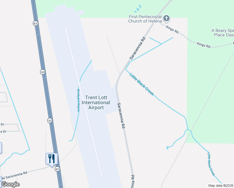 map of restaurants, bars, coffee shops, grocery stores, and more near 8301 Saracennia Road in Moss Point