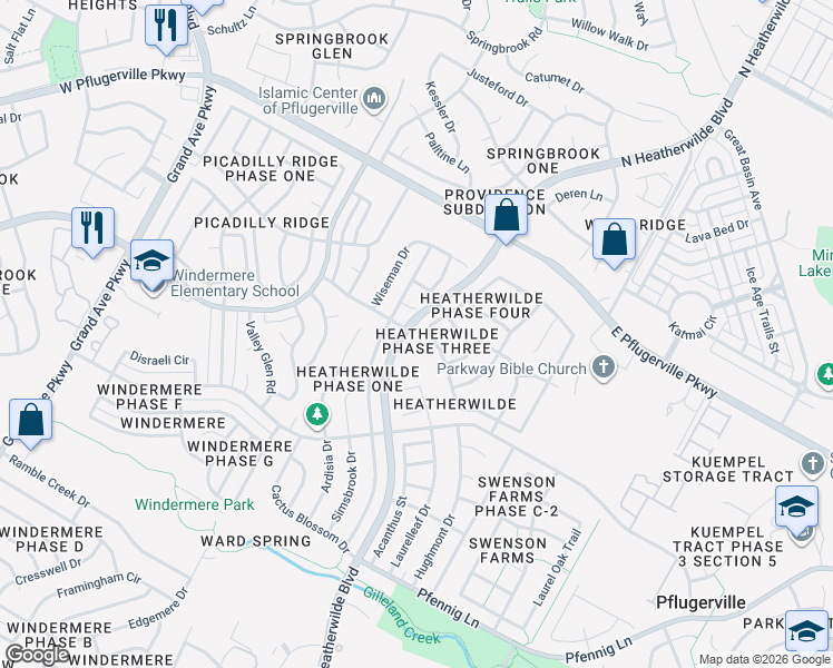 map of restaurants, bars, coffee shops, grocery stores, and more near 1510 Amber Day Drive in Pflugerville
