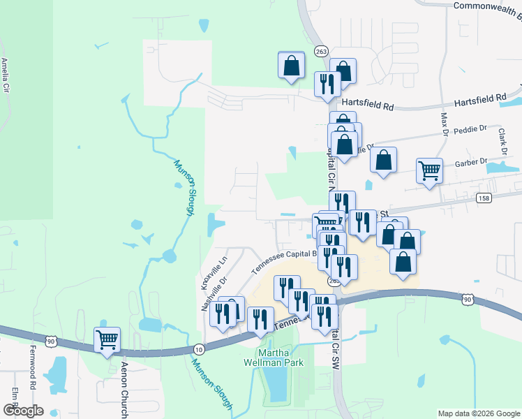 map of restaurants, bars, coffee shops, grocery stores, and more near 1409 Crescent Hill Drive in Tallahassee