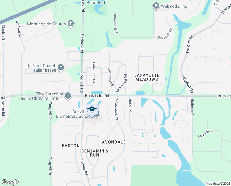 map of restaurants, bars, coffee shops, grocery stores, and more near 1200 Sedgefield Road in Tallahassee