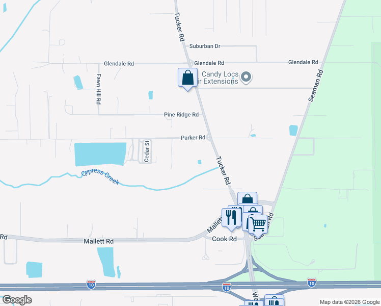 map of restaurants, bars, coffee shops, grocery stores, and more near 14309 Parker Road in Biloxi
