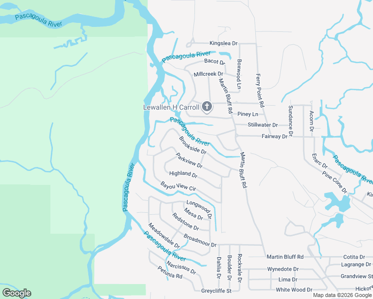 map of restaurants, bars, coffee shops, grocery stores, and more near 2300-2342 Parkview Dr in Gautier