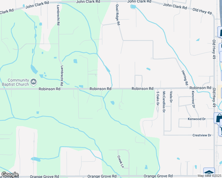 map of restaurants, bars, coffee shops, grocery stores, and more near 16463 Robinson Road in Gulfport