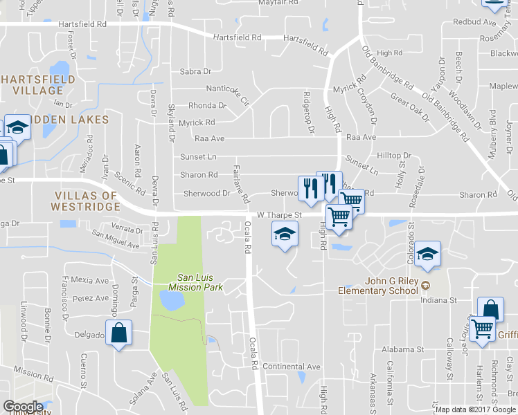 map of restaurants, bars, coffee shops, grocery stores, and more near 2017-2020 Ocala Road in Tallahassee