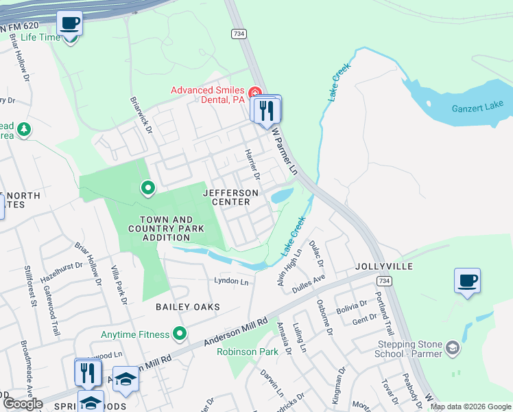 map of restaurants, bars, coffee shops, grocery stores, and more near 13513 Night Heron Drive in Austin