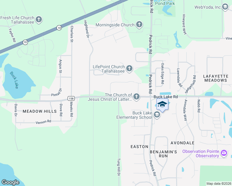 map of restaurants, bars, coffee shops, grocery stores, and more near 5292 County Road 158 in Tallahassee