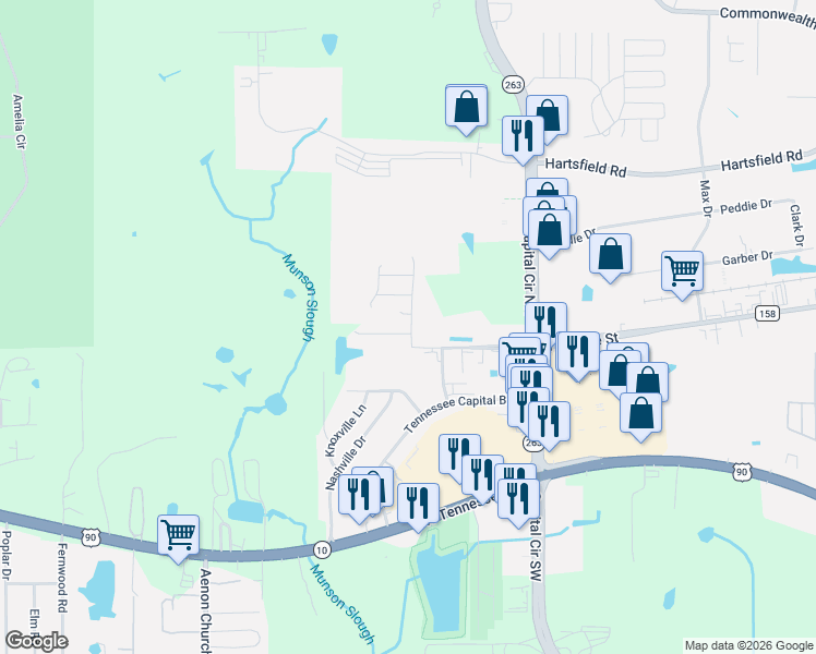 map of restaurants, bars, coffee shops, grocery stores, and more near 5299 Falling Star Road in Tallahassee