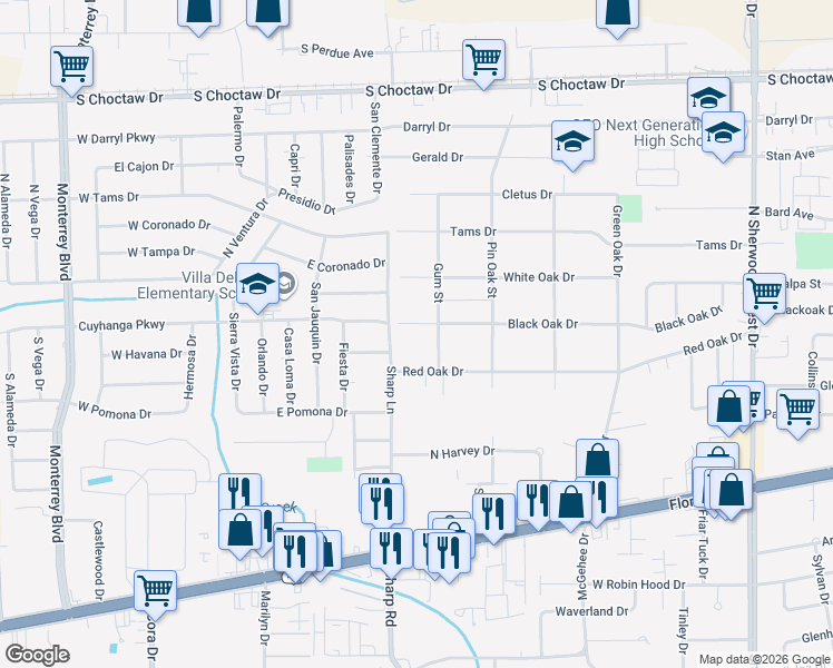 map of restaurants, bars, coffee shops, grocery stores, and more near 10148 Black Oak Drive in Baton Rouge