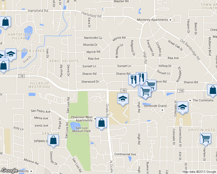 map of restaurants, bars, coffee shops, grocery stores, and more near 2017-2020 Ocala Road in Tallahassee