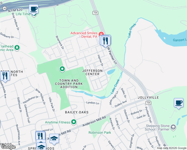 map of restaurants, bars, coffee shops, grocery stores, and more near 13412 Night Heron Drive in Austin