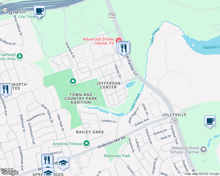 map of restaurants, bars, coffee shops, grocery stores, and more near 13412 Night Heron Drive in Austin
