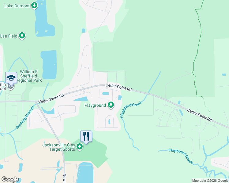 map of restaurants, bars, coffee shops, grocery stores, and more near 12385 Sacha Road in Jacksonville