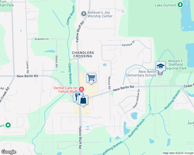 map of restaurants, bars, coffee shops, grocery stores, and more near 12592 White Cedar Trail in Jacksonville